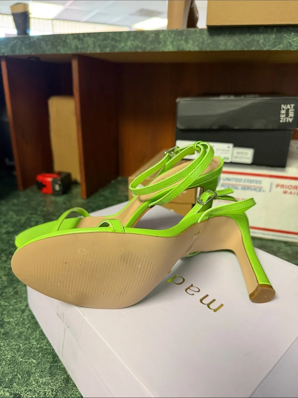 Madden Girl Neon Green Patent T-Strap Heels